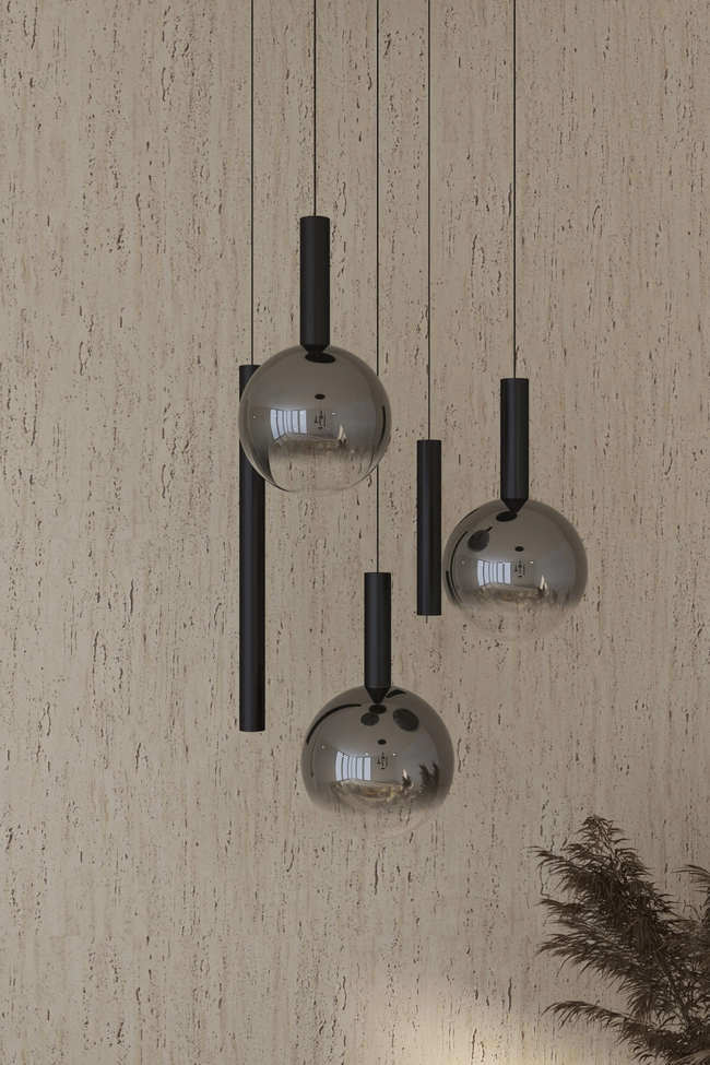 Pendant (chandelier) Zorra Lighting Aura Cluster 5, 6 Wx5, IP20, black