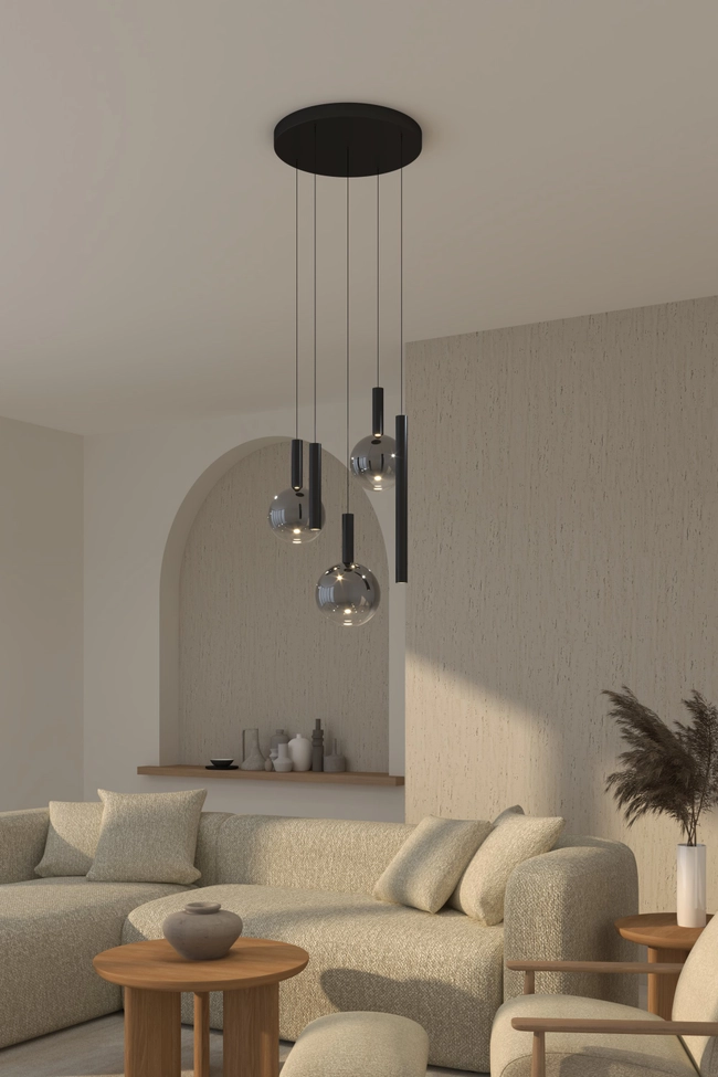 Pendant (chandelier) Zorra Lighting Aura Cluster 5, 6 Wx5, IP20, black