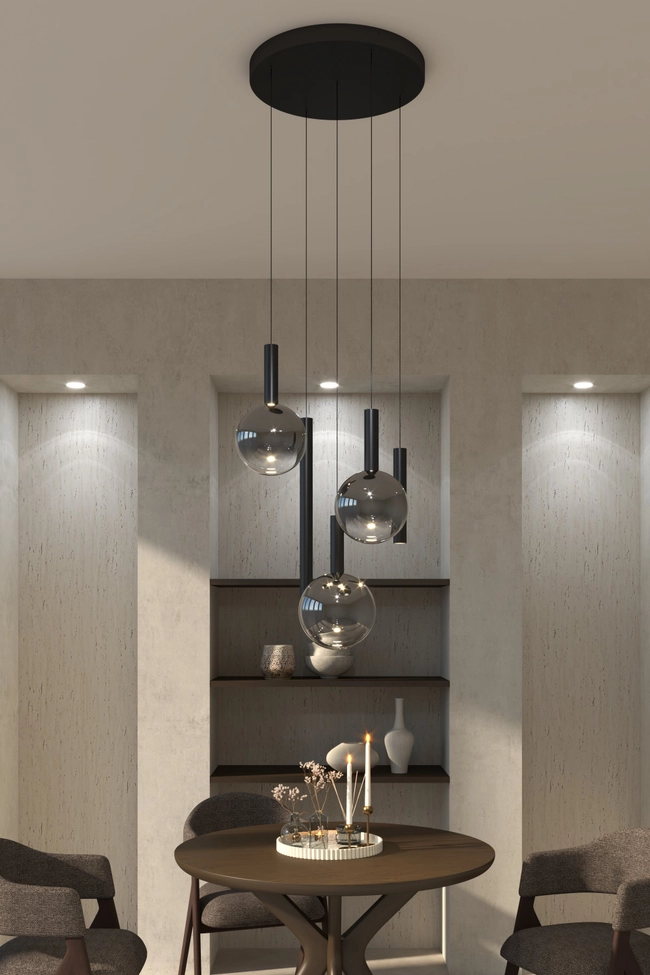 Pendant (chandelier) Zorra Lighting Aura Cluster 5, 6 Wx5, IP20, black