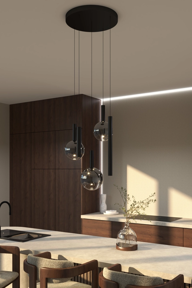 Pendant (chandelier) Zorra Lighting Aura Cluster 5, 6 Wx5, IP20, black
