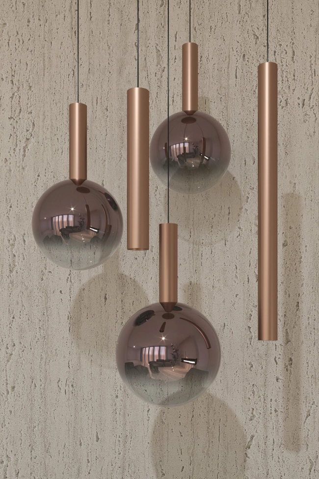 Pendant lamp Zorra Lighting Aura Cluster 5, 6 Wx5, IP20, copper