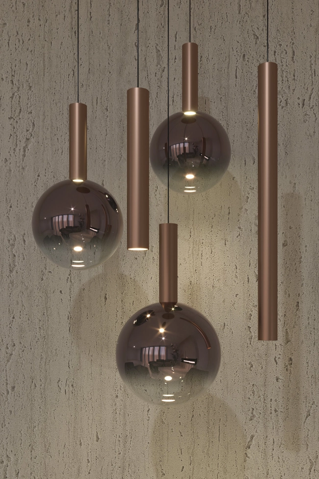 Pendant lamp Zorra Lighting Aura Cluster 5, 6 Wx5, IP20, copper