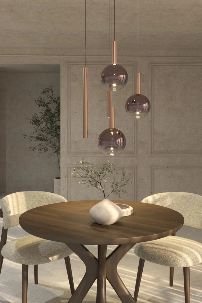 Pendant lamp Zorra Lighting Aura Cluster 5, 6 Wx5, IP20, copper