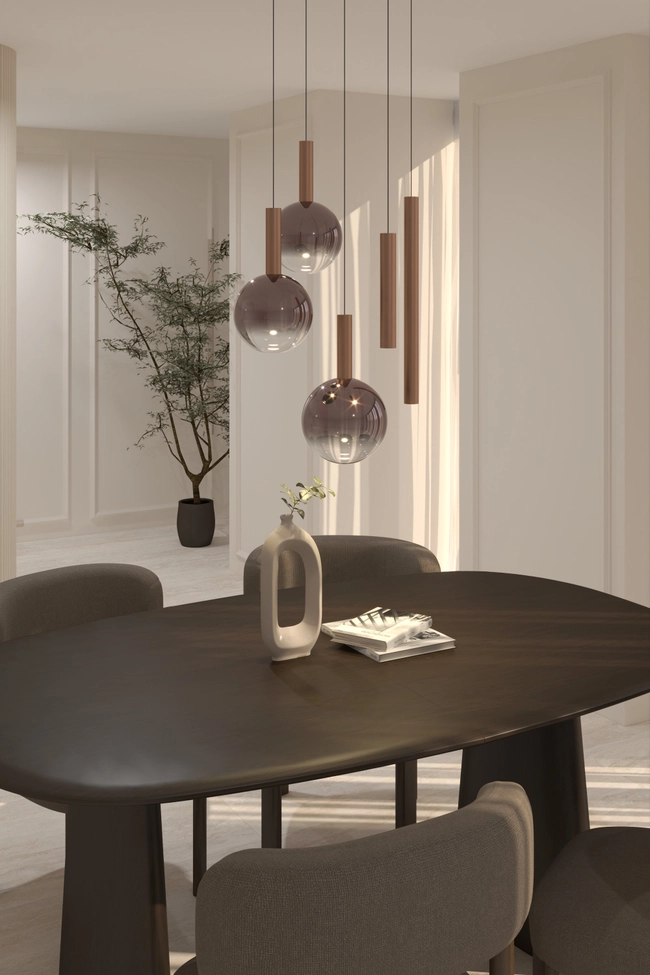 Pendant lamp Zorra Lighting Aura Cluster 5, 6 Wx5, IP20, copper