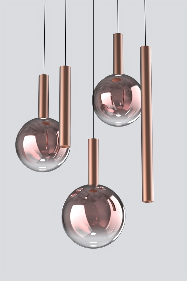 Pendant lamp Zorra Lighting Aura Cluster 5, 6 Wx5, IP20, copper