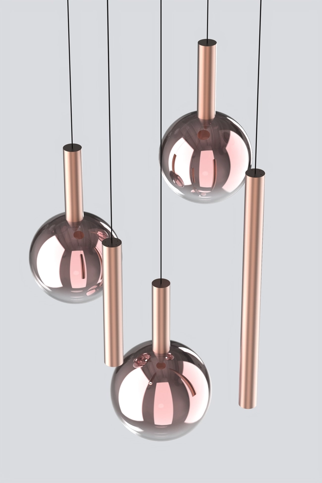 Pendant lamp Zorra Lighting Aura Cluster 5, 6 Wx5, IP20, copper
