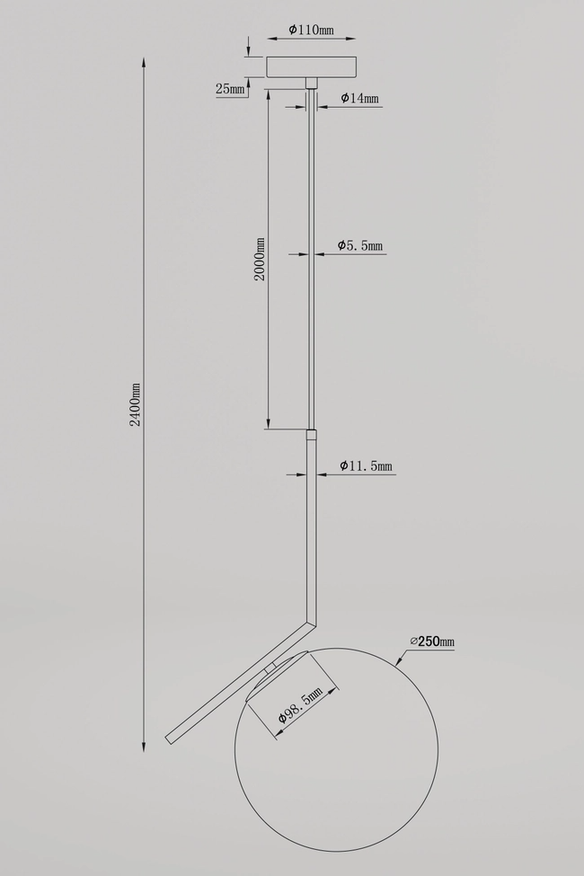 Pendant lamp Zorra Lighting Lucenta I linear, IP20, gold